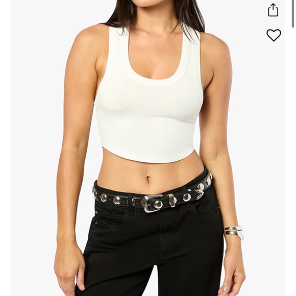 WeWoreWhat Tops - Weworewhat Cropped Scoop neck tank top Beige size L NWT